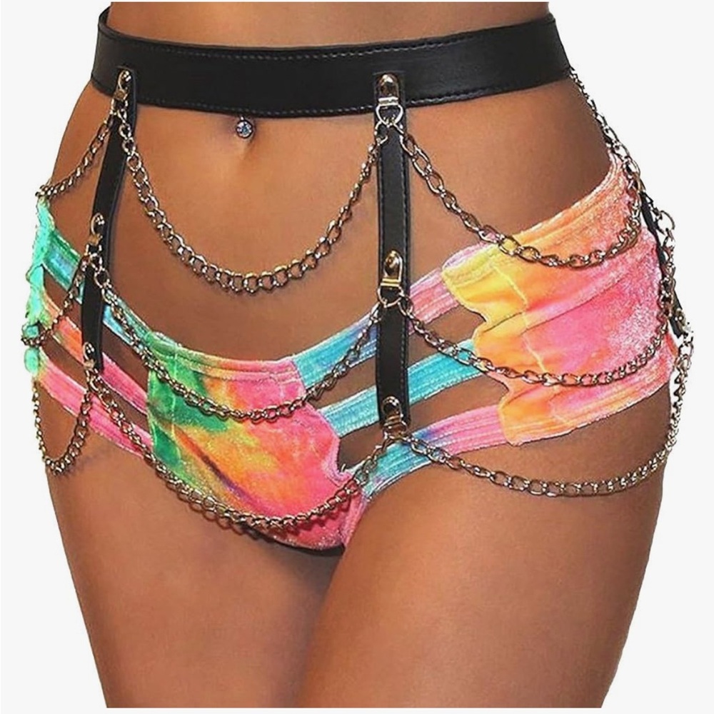 FAUX LEATHER HARNESS GARTER BELT